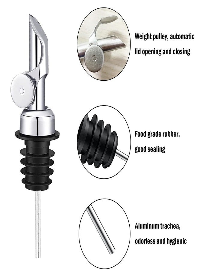 vigor path Weighted Stainless Steel Liquor Bottle Pourers: Auto Flip Spouts for Precise Pouring, Leak-Proof and Dishwasher-Safe (8pcs - Silver) - Image 4