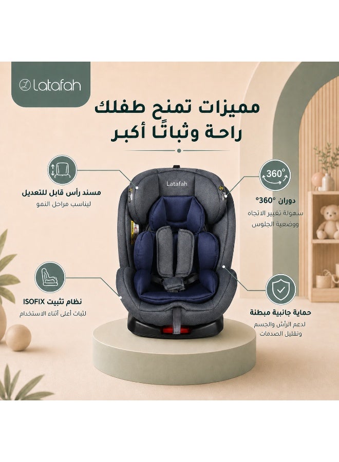 Latafah 360° Rotating Baby Car Seat with ISOFIX – Group 0+/1/2/3 Child Car Seat from Newborn to 12 Years with Side Impact Protection & 5-Point Safety Harness - Image 2