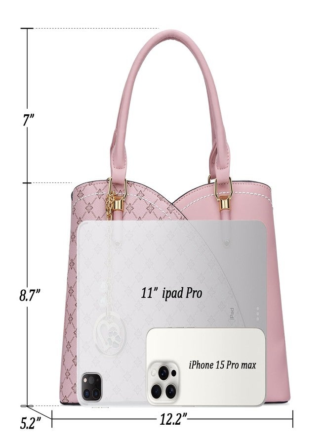 KKXIU Triple Compartments Purses and Handbags for Women Fashion Ladies Satchel Shoulder Top Handle Bag (Pink Flower) - Image 5