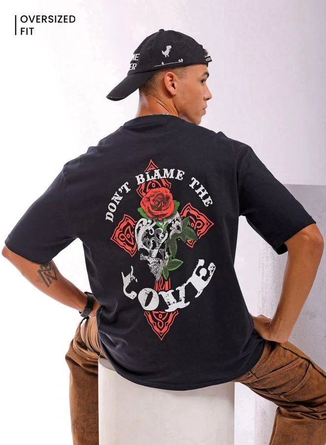 ذا انديان كراج كو Men Boxy Oversized Graphic Back Printed Round Neck Tshirt