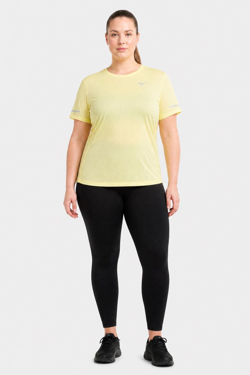 Mizuno Women Sportswear Fit Short Sleeve Training T-Shirt, Lime Yellow - Image 2