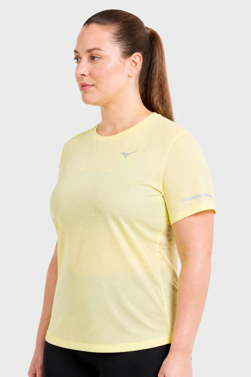 Mizuno Women Sportswear Fit Short Sleeve Training T-Shirt, Lime Yellow - Image 3