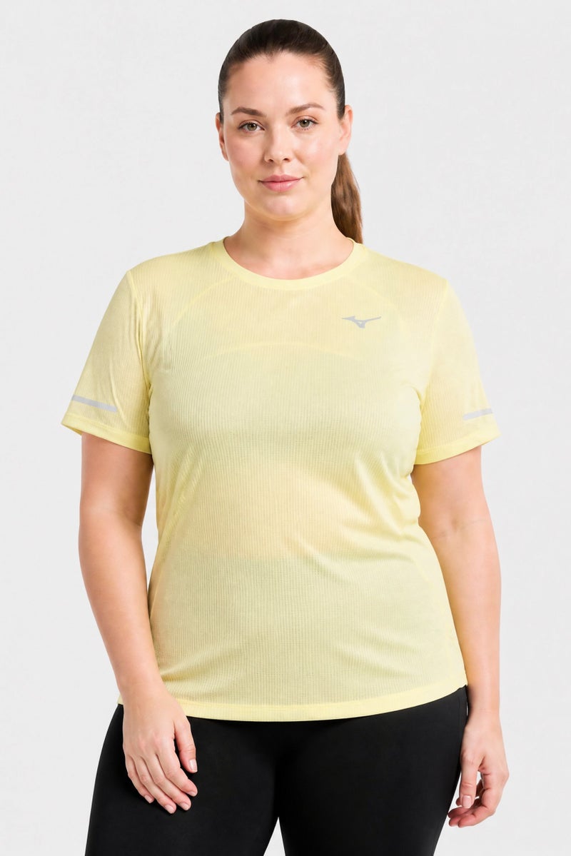 Mizuno Women Sportswear Fit Short Sleeve Training T-Shirt, Lime Yellow - Image 1