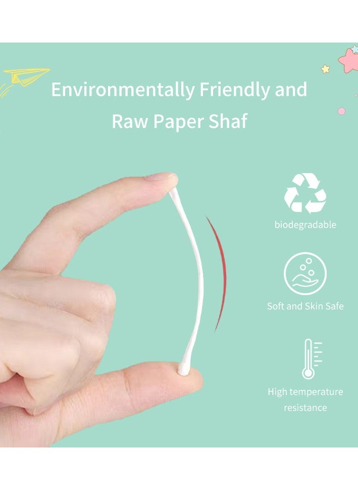 Baby Cotton Swabs, Paper Stick Cotton Swabs For Baby Ear And Nose Cleaning - 200 Pieces (Spiral And Ear Spoon)  - Image 2