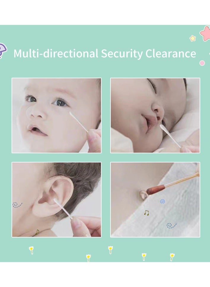 Baby Cotton Swabs, Paper Stick Cotton Swabs For Baby Ear And Nose Cleaning - 200 Pieces (Spiral And Ear Spoon)  - Image 3