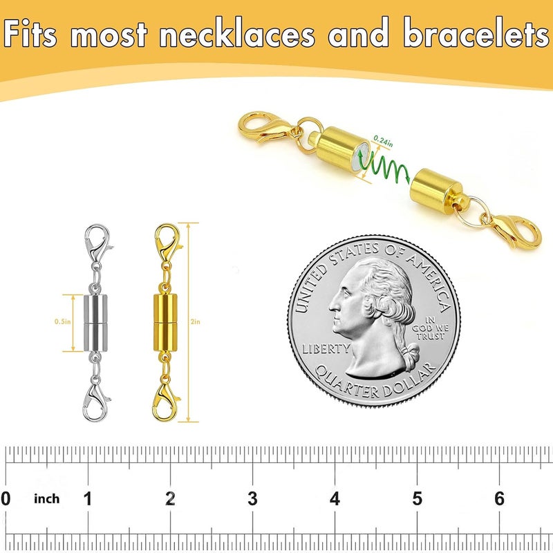 Bonison 12 Pack Magnetic Necklace Clasps and Closures. Necklace Jewelry Extender with Strong Magnet. Magnetic Necklace Clasp for Jewelry Necklace Bracelet Making. Gold and Silver Plating (Regular) - Image 2
