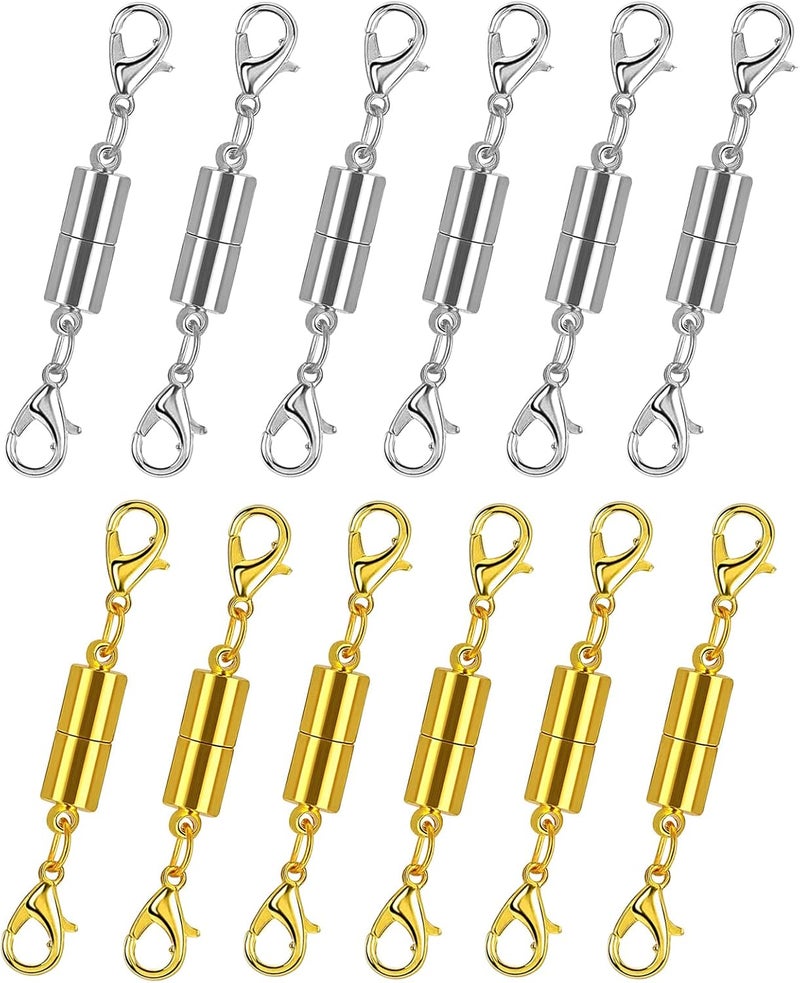 Bonison 12 Pack Magnetic Necklace Clasps and Closures. Necklace Jewelry Extender with Strong Magnet. Magnetic Necklace Clasp for Jewelry Necklace Bracelet Making. Gold and Silver Plating (Regular) - Image 1