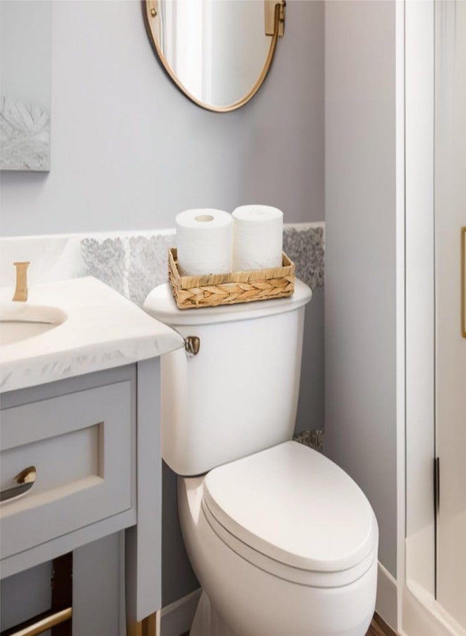 Eorbow 3 Packs Wicker Storage Trays, 10" Rattan Vanity Trays, Handwoven Toilet Paper Holder for Bathroom Towel, Rectangular Water Hyacinth Organizer for Countertop, Tank Topper, Pantry, Shelves - Image 5