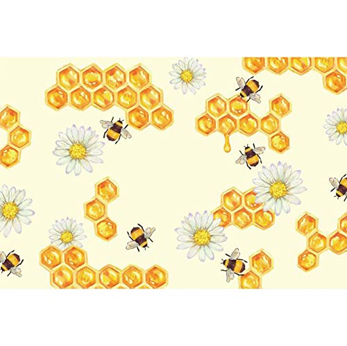 Leyiyi Cartoon Backdrop Bee Theme 7x5ft Photography Backdrop Sweet Honey Blossoming Flowers Bee Forage Backdrop Harvest Season Photo Booth Props - Image 1