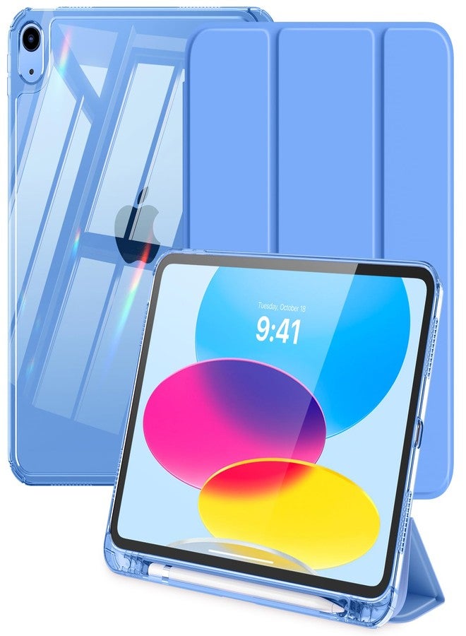 MoKo for iPad (A16) 11th Generation Case 11-inch 2025,iPad 10th Generation Case 2022 with Left Pencil Holder,Slim Trifold iPad11 inch Cover with Crystal Clear TPU Back Shell, Light Blue Purple - Image 1