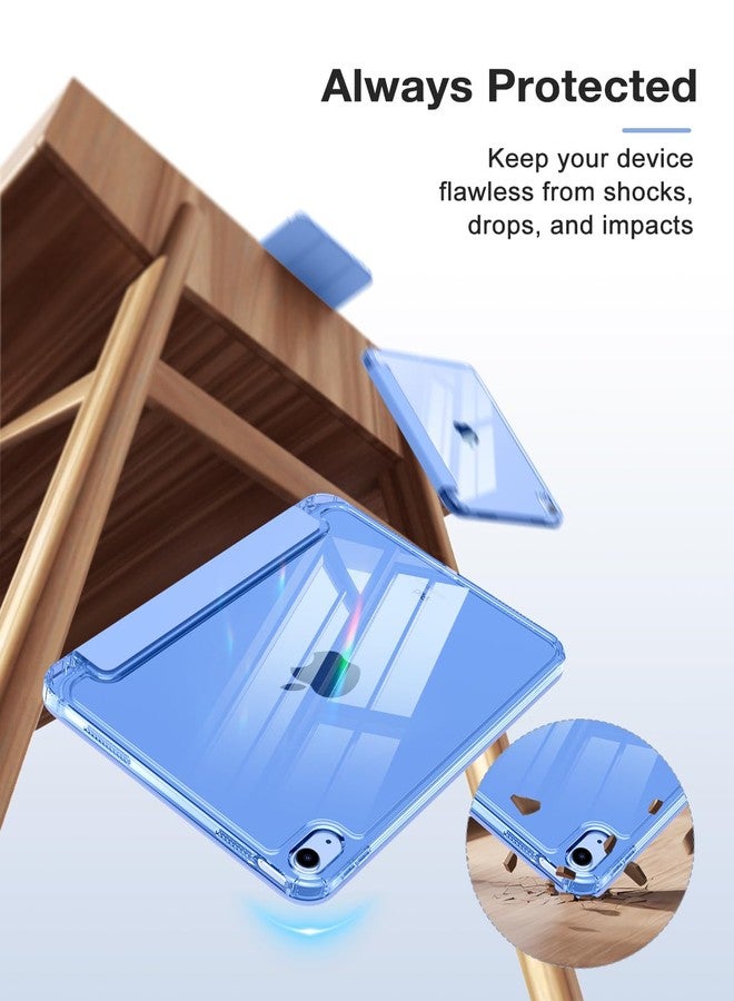 MoKo for iPad (A16) 11th Generation Case 11-inch 2025,iPad 10th Generation Case 2022 with Left Pencil Holder,Slim Trifold iPad11 inch Cover with Crystal Clear TPU Back Shell, Light Blue Purple - Image 4