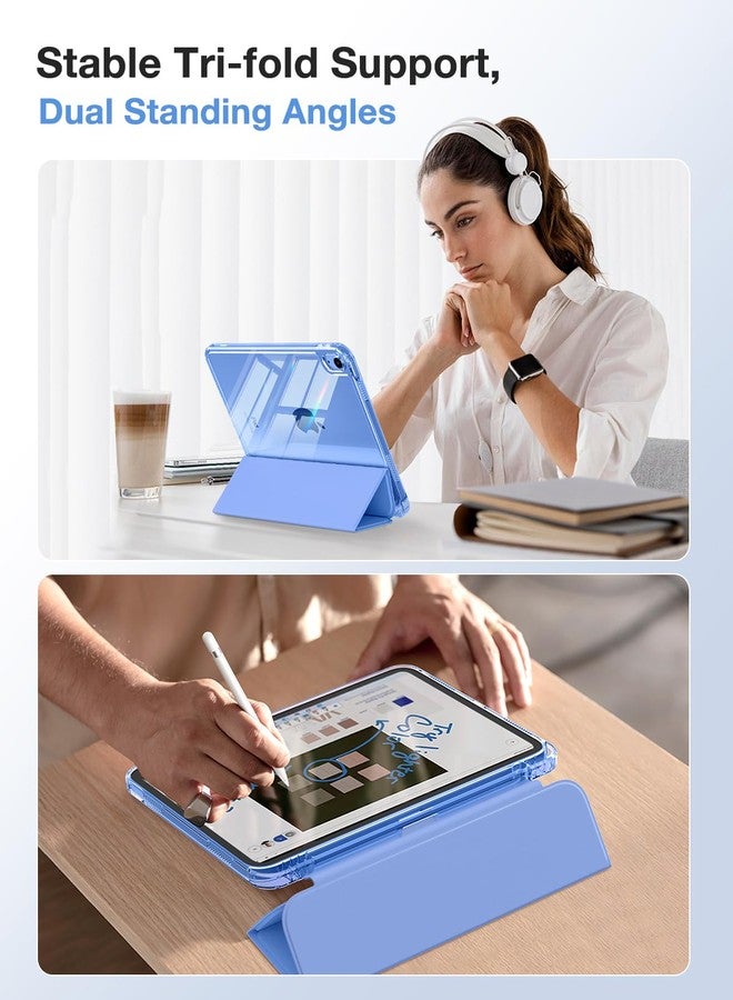 MoKo for iPad (A16) 11th Generation Case 11-inch 2025,iPad 10th Generation Case 2022 with Left Pencil Holder,Slim Trifold iPad11 inch Cover with Crystal Clear TPU Back Shell, Light Blue Purple - Image 5