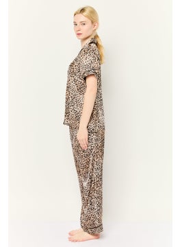 bebe Women 2 Pieces Animal Print Pajama Set, Multicolor  - Image 3