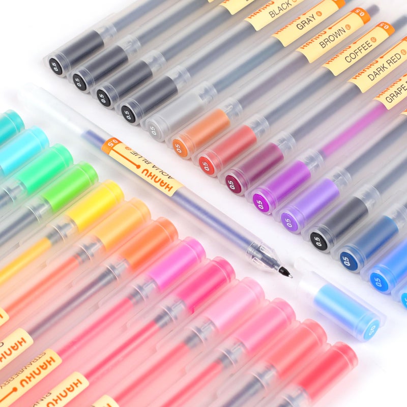 HANKU Fine Tip Colored Gel Pens, 28-Count 0.5mm Fine Point Pen, Smooth Writing Pens No Bleed Through, Ballpoint Planner Pen for Bible Journaling, Adult Coloring, Note Taking, Office School Supplies - Image 2