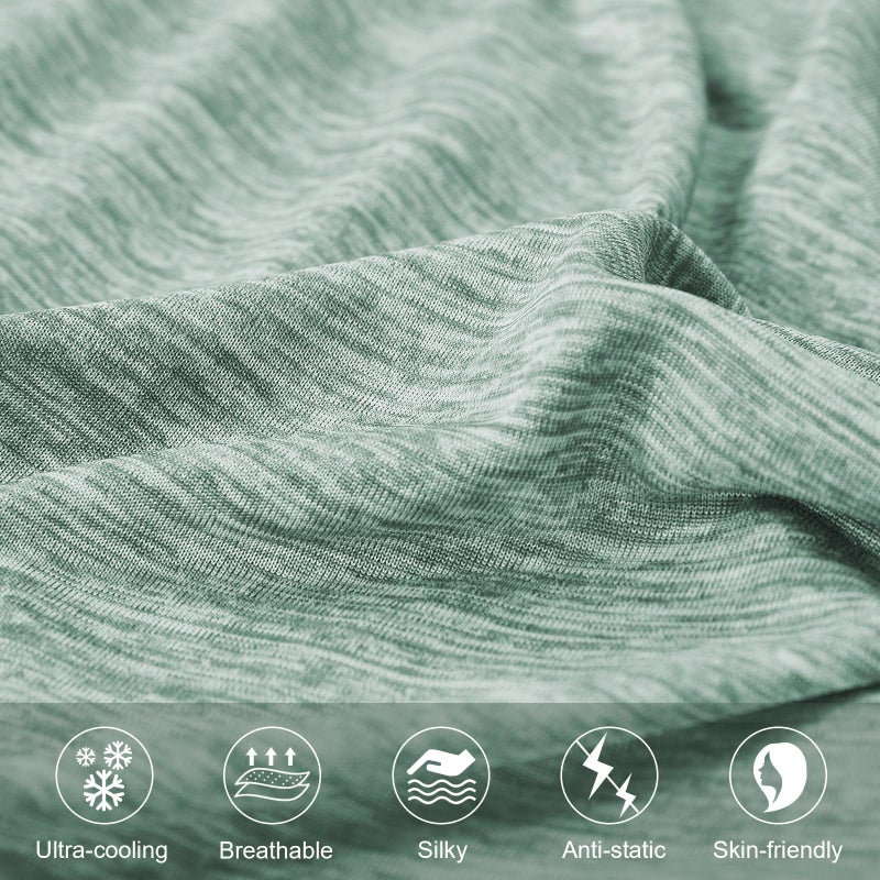 Elegear Cooling Pillow Cases for Hot Sleepers, Japanese Q-Max 0.45 Cooling Pillowcases, Both Sides[Cooling/Cotton], Breathable Soft Pillowcase for Hair and Skin, Set of 2-Green (Standard (20" x 26")) - Image 4