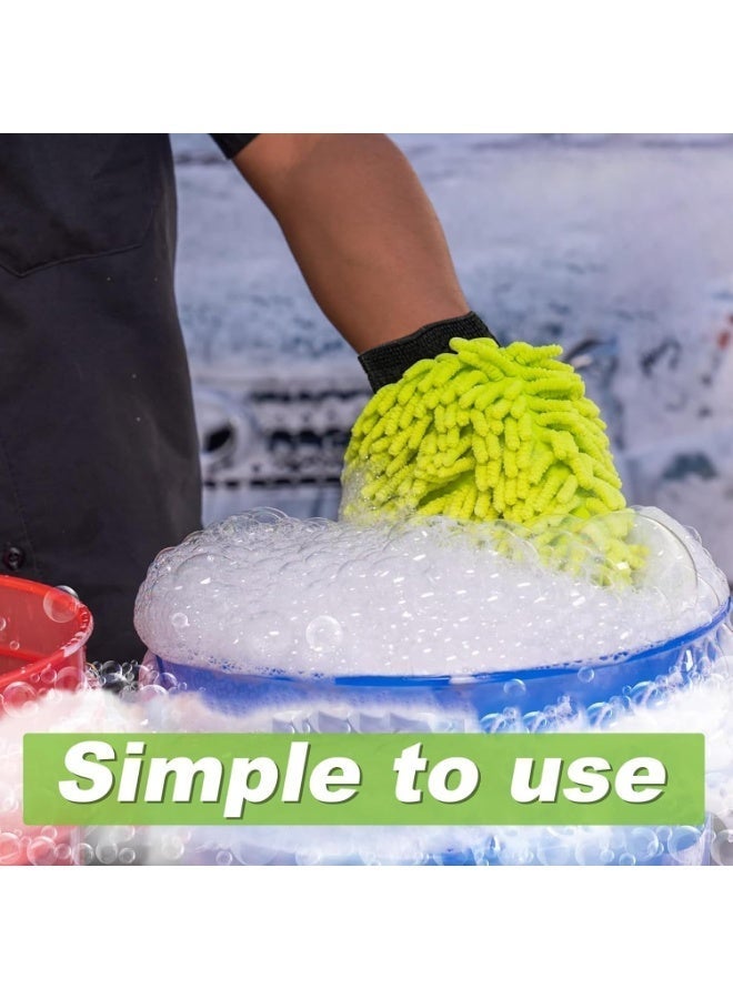 Digipace 2-Pack Green Microfiber Car Wash Mitts, Premium Chenille Lint-Free and Scratch-Free, Double Sided Gloves for Auto Detailing and Home Cleaning - Image 4