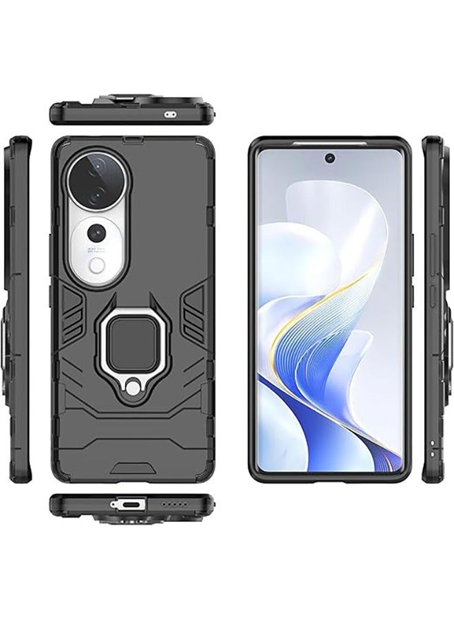 متوافق مع فيفو V40 5G حماية القضية ، مختلطة الثقيلة حماية المدافع قوس مدرعة حماية القضية ، حماية ضد السقوط ، صدمة حماية القضية ، أسود - Image 2