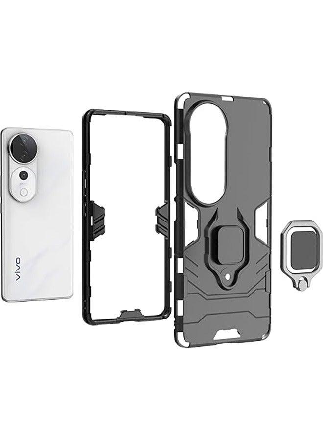 متوافق مع فيفو V40 5G حماية القضية ، مختلطة الثقيلة حماية المدافع قوس مدرعة حماية القضية ، حماية ضد السقوط ، صدمة حماية القضية ، أسود - Image 4