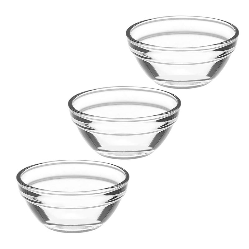 3 Piece Small Glass Pudding Bowls Set Stackable Mini Dessert Jelly Bowls - Image 2
