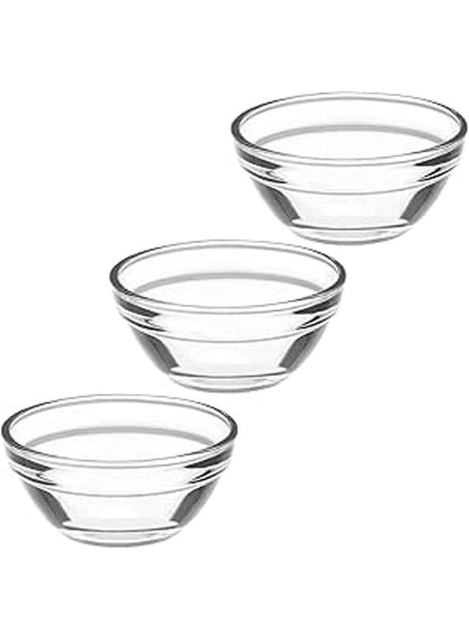 3 Piece Small Glass Pudding Bowls Set Stackable Mini Dessert Jelly Bowls - Image 1