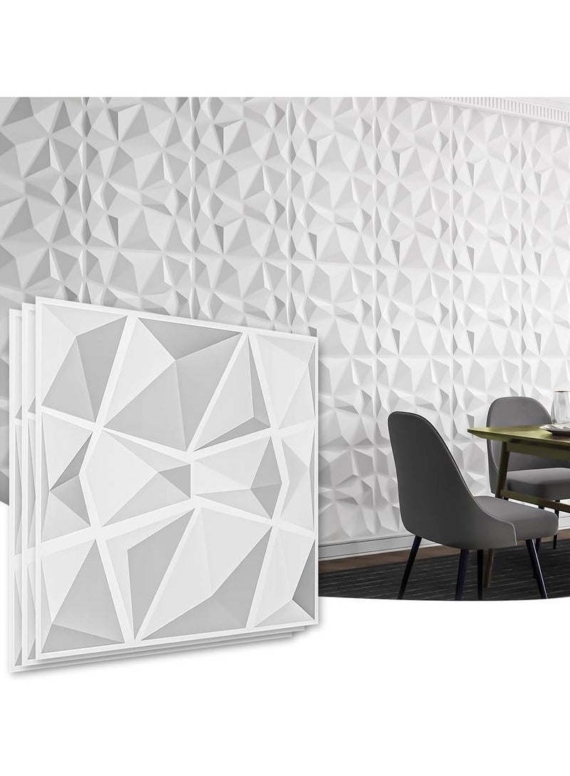 YelaJoy 12 Pieces 3D Wall Panels, 3D Texture PVC Wallpaper, Diamond Design Decorative Wall Cover, Each 30x30cm White - Image 3