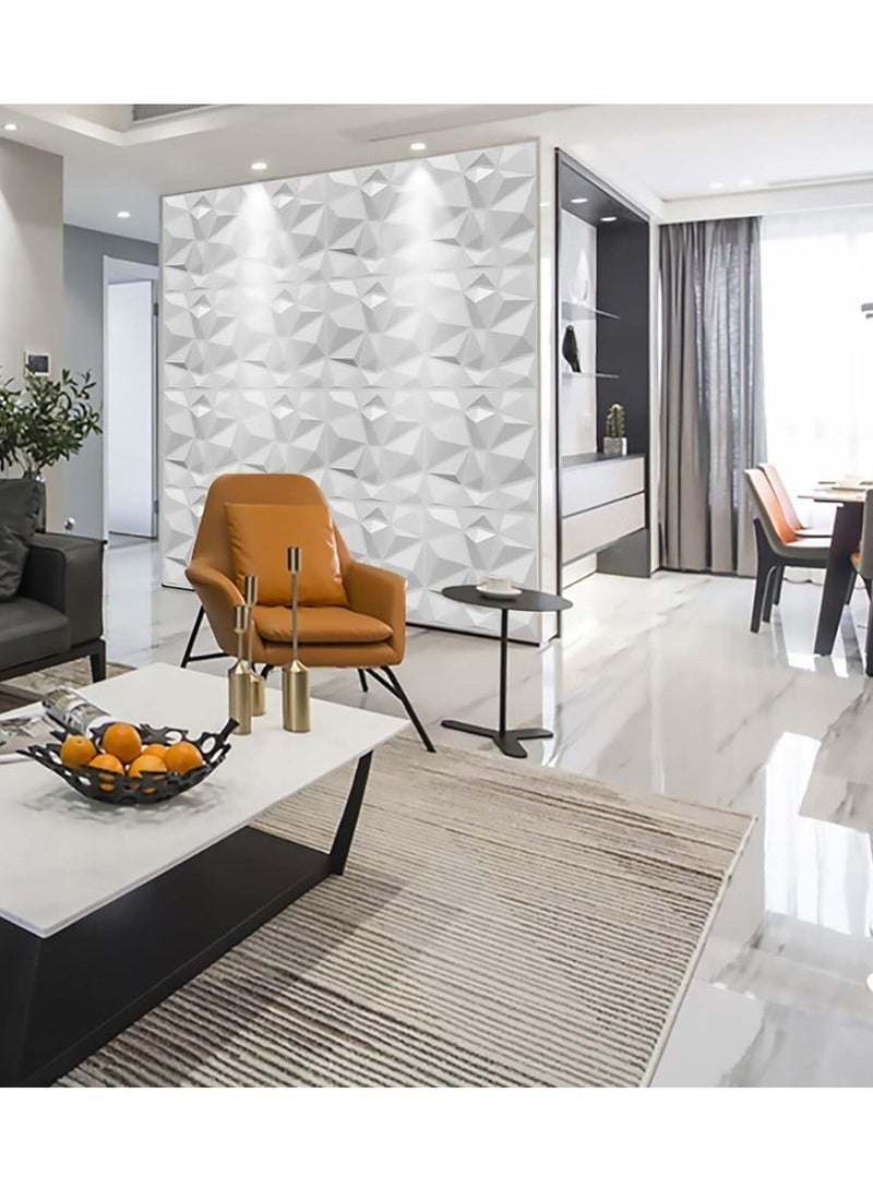 YelaJoy 12 Pieces 3D Wall Panels, 3D Texture PVC Wallpaper, Diamond Design Decorative Wall Cover, Each 30x30cm White - Image 5