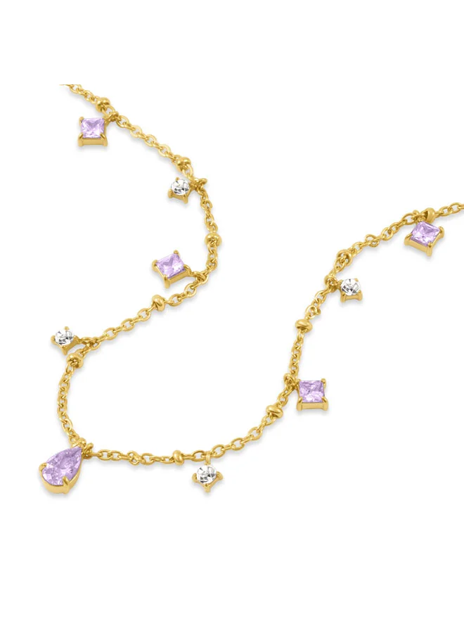 POLICE Clarity Gold White & Purple Multi Charms Necklace for Women