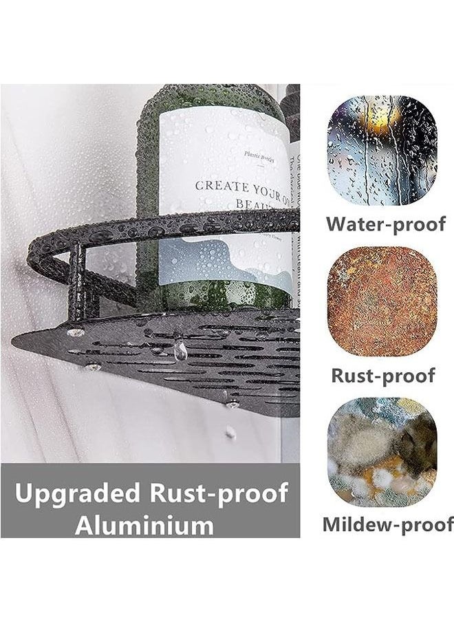 Arabest Shower Caddy Shelf, 2-Pack Removable Storage Bathroom Organizer, No Drilling Adhesive Bathroom Storage Basket, Wall Mounted Bathroom Basket Shelf, Stainless Steel Bath Storage Rack, (Black)  - Image 4