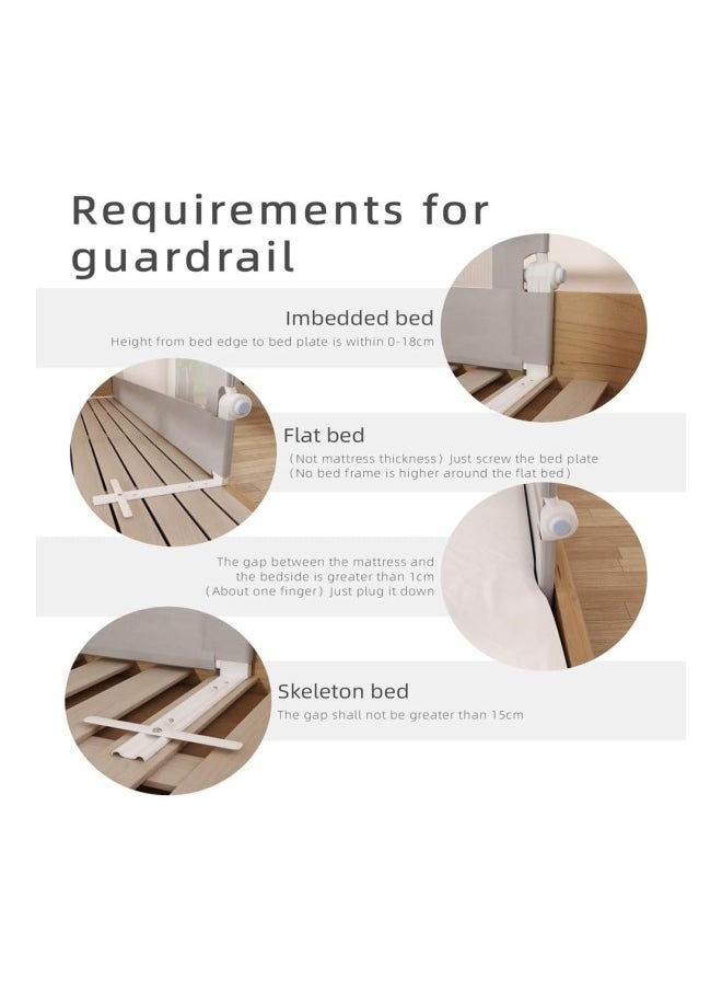 DMG TECH - DMG Toddler Bed Rails for Crib, Foldable Bed Rail for Toddlers, Adjustable Height and Fall Protection Mesh Guardrails, Side Rail for Full Size Bed (150cm) - Image 1