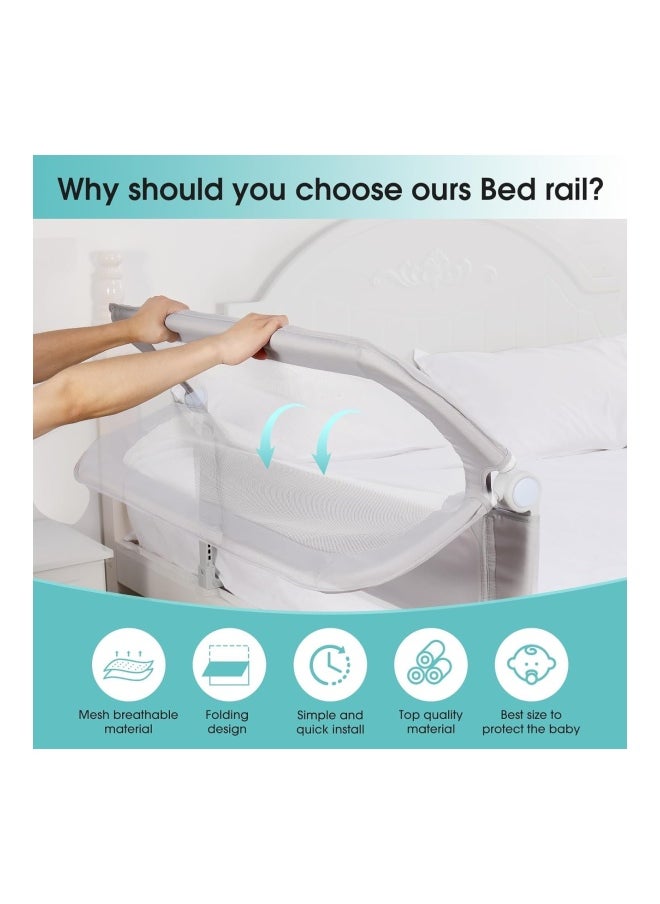 DMG TECH - DMG Toddler Bed Rails for Crib, Foldable Bed Rail for Toddlers, Adjustable Height and Fall Protection Mesh Guardrails, Side Rail for Full Size Bed (150cm) - Image 1