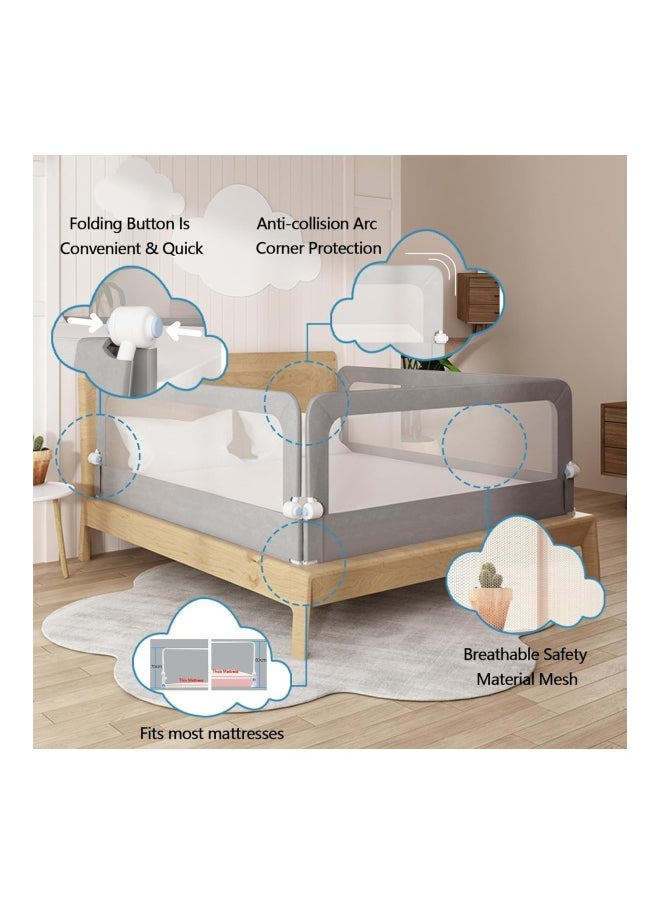 DMG TECH - DMG Toddler Bed Rails for Crib, Foldable Bed Rail for Toddlers, Adjustable Height and Fall Protection Mesh Guardrails, Side Rail for Full Size Bed (150cm) - Image 1