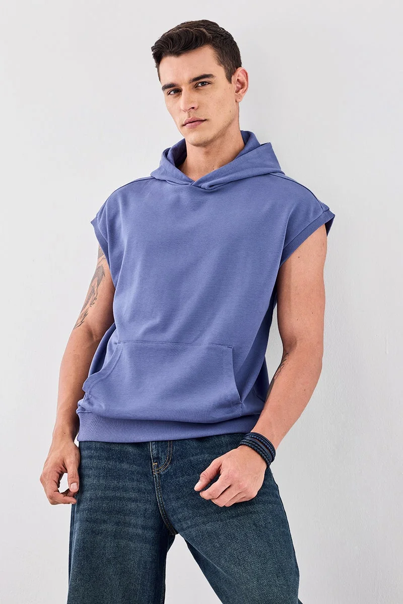 SNITCH Blue Oversized Sleeveless Core Lab Hoodie for Men | Best Price UAE