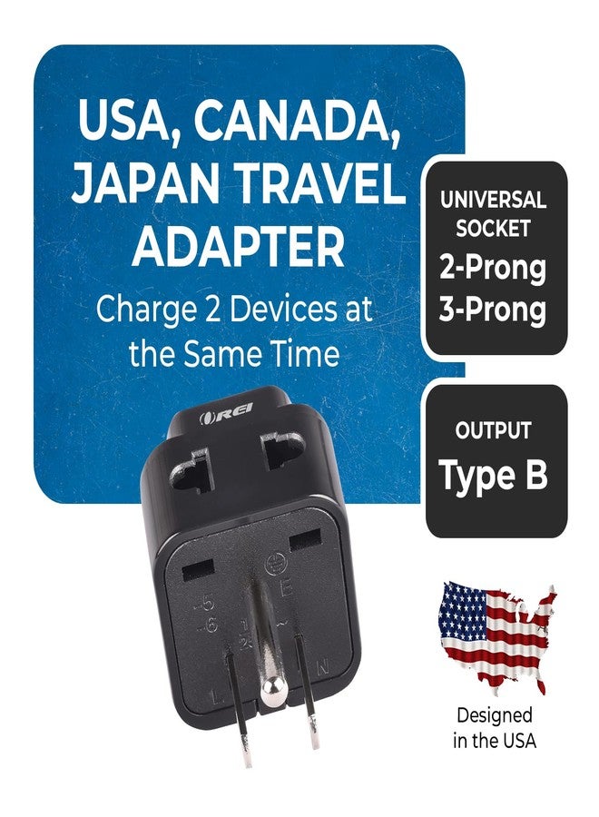 OREI USA, Canada Adapter Plug, Europe, UK, China to US American Adaptor - Grounded - Type B - Universal Socket - EU to US - 4 Pack - Image 2