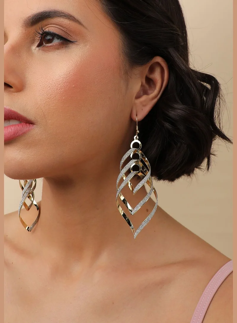 سوهي اقراط متدلية مزينة باحجار مطلية بالذهب