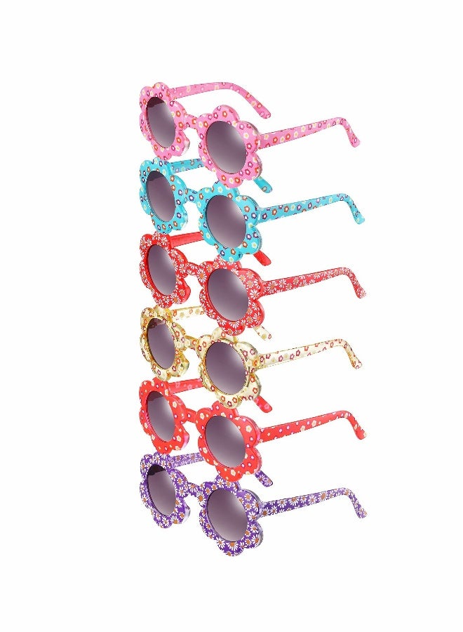 6 Colorful Flower Sunglasses for Kids lovely Round Design Perfect for Parties Travel and Outdoor Fun - Image 1
