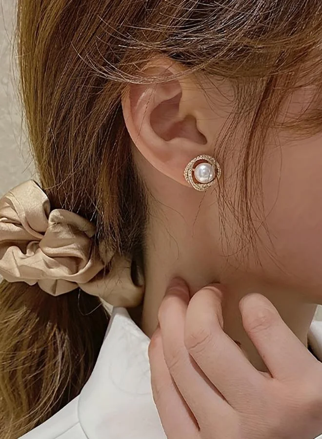 Take Two Rhinestone Faux Pearl Earrings