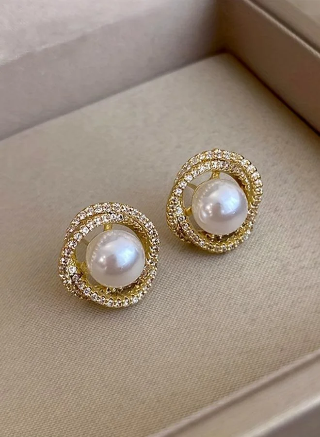 Take Two Rhinestone Faux Pearl Earrings