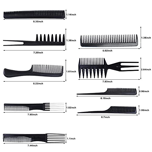 ELITEWAVE 16Pcs Hair Combs Set for Women Men：10Pcs Hair Combs and 6Pcs Hair Clips, Rat Tail Combs, Teasing Combs,Barber Combs,Styling Combs,Can Meet Your Different Needs,Comb Set for Hair Black - Image 3