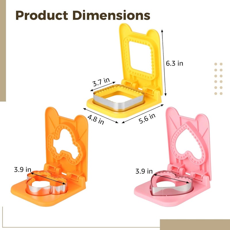 Sandwich Mold, 3 Pcs Stainless Steel Cutter And Sealer Set, Crustless Bread And Cookie Cutter, Heart, Square, Car Design, For Box, Kid'S Lunch, Picnic - Image 5