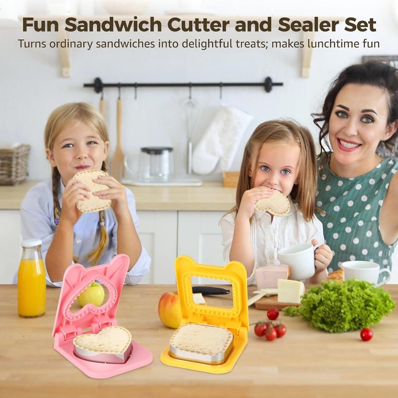 Sandwich Mold, 3 Pcs Stainless Steel Cutter And Sealer Set, Crustless Bread And Cookie Cutter, Heart, Square, Car Design, For Box, Kid'S Lunch, Picnic - Image 3