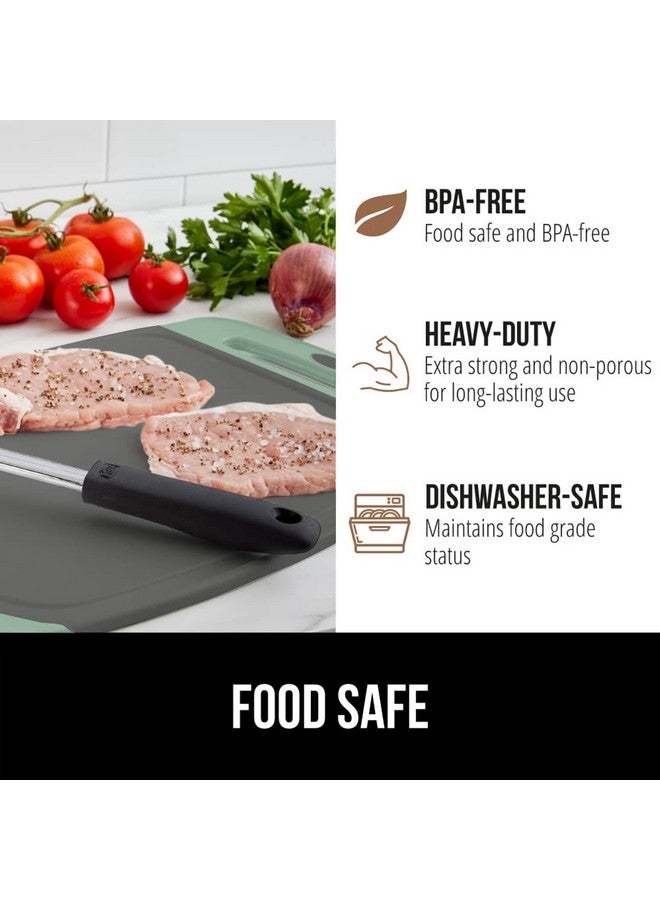 GORILLA GRIP 100% BPA-Free Reversible Kitchen Cutting Board Set of 3, Nonporous, Juice Grooves to Catch Liquid, Slip Resistant Handle Border, Dishwasher Safe, Durable Food Chopping Boards, Mint Gray - Image 5