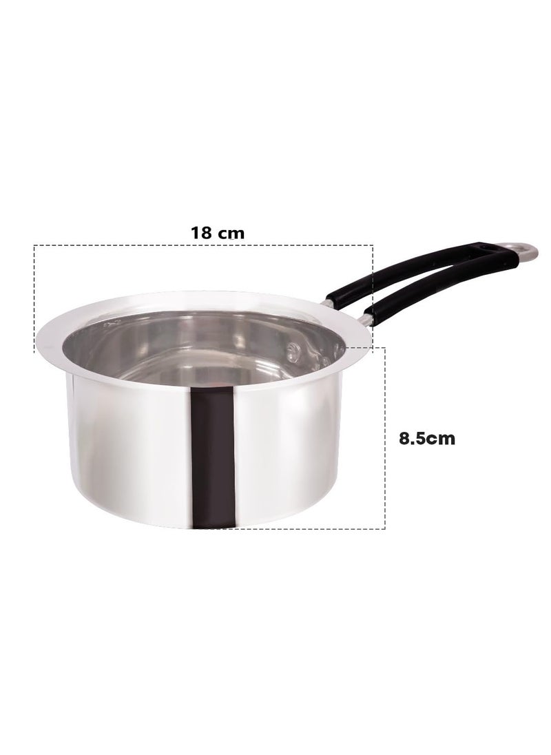 KC - KC Stainless Steel Frying Pan, Sauce pan and Kadhai Combo | Stove & Induction Safe | Fry Pan 2.0 LTR, Diamm. 24 cm | Sauce Pan 1.5 LTR., Diamm.18 cm | Kadhai 1.5 LTR, Diamm. 10 Inches - Image 1