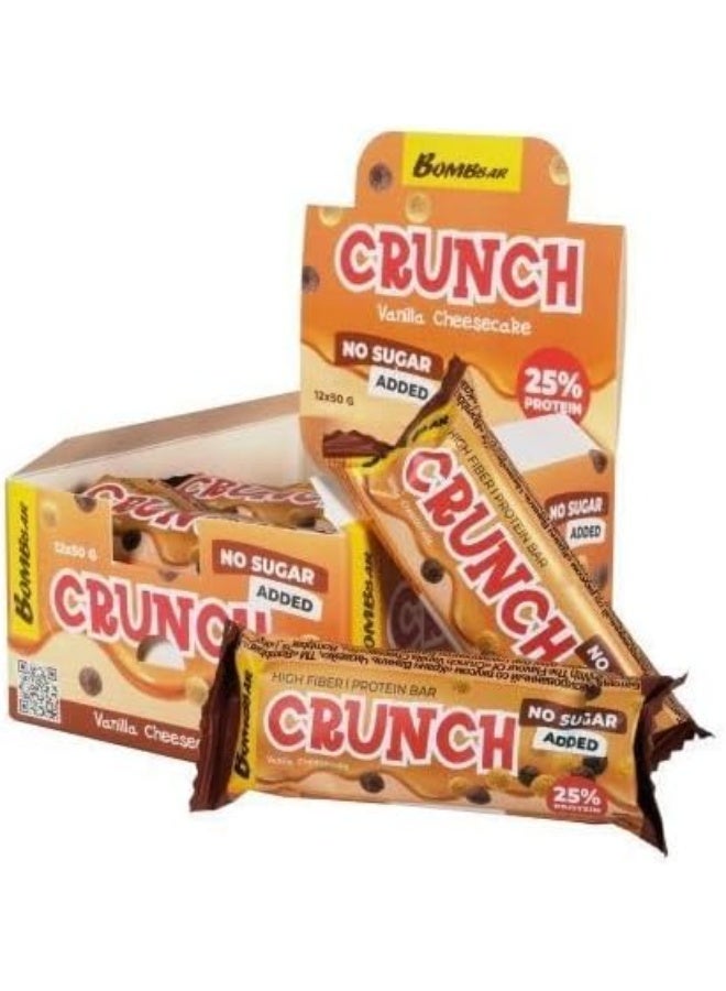 BOMBBAR Crunch Protein Bar Vanilla Cheesecake No Sugar Added 12x50g  - Image 1