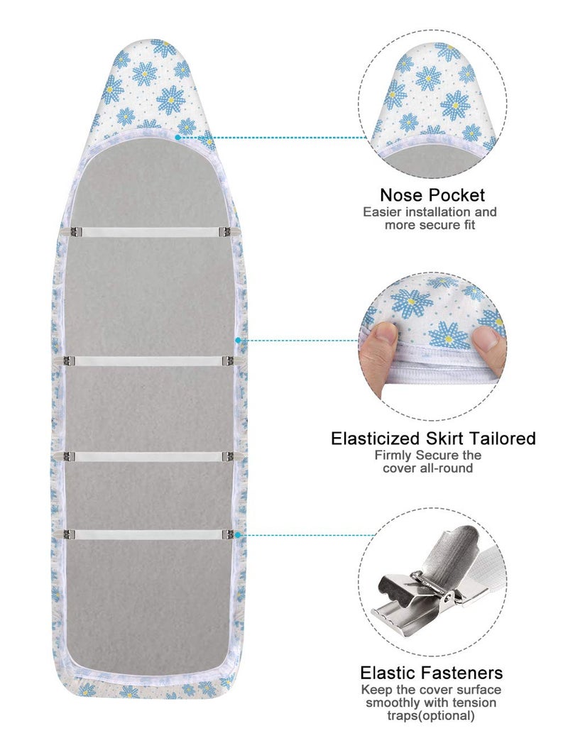 Dalykate Ironing Board Cover 21 x 57 with Scorch and Stain Resistant Thick Padding and Elasticized Edge Ironing Board Covers 4 Fasteners and 1 Protective Scorch Mesh Cloth - Image 3