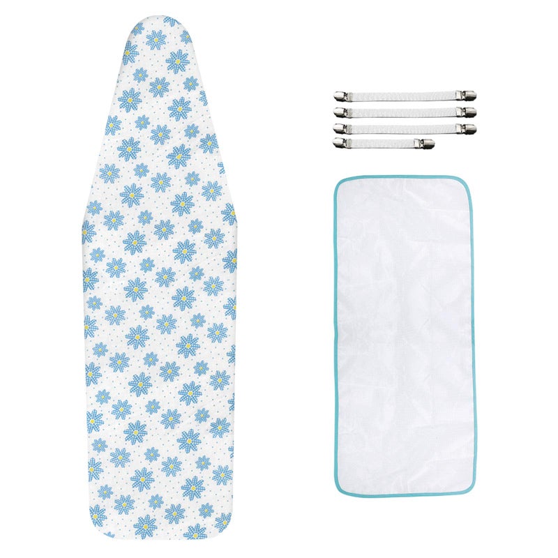 Dalykate Ironing Board Cover 21 x 57 with Scorch and Stain Resistant Thick Padding and Elasticized Edge Ironing Board Covers 4 Fasteners and 1 Protective Scorch Mesh Cloth - Image 1