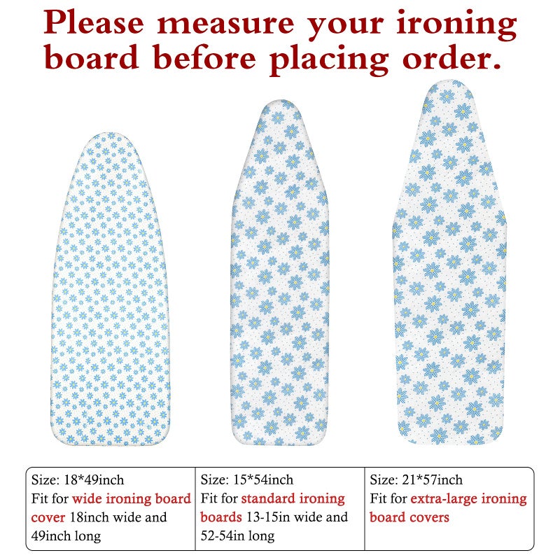 Dalykate Ironing Board Cover 21 x 57 with Scorch and Stain Resistant Thick Padding and Elasticized Edge Ironing Board Covers 4 Fasteners and 1 Protective Scorch Mesh Cloth - Image 2
