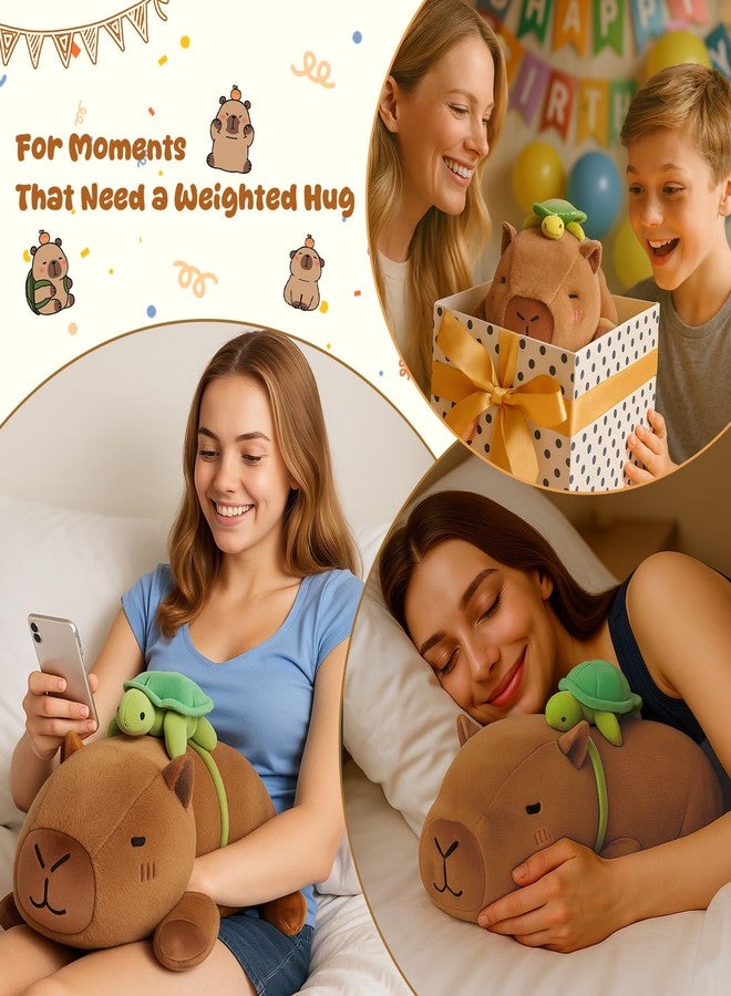 SQEQE Weighted Stuffed Animals Capybara Plush, Weighted Capybara Stuffed Animals with Turtle Backpack, Soft Pillow Toy for Kids Adults, Valentines Gifts, Birthday Presents 13.8 Inch, 1.7 Lbs - Image 5