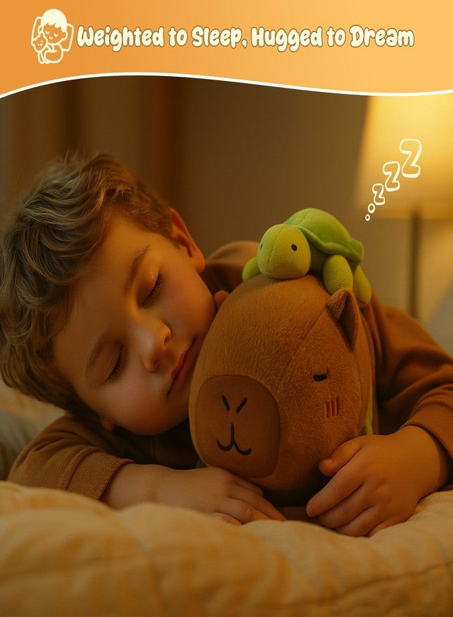 SQEQE Weighted Stuffed Animals Capybara Plush, Weighted Capybara Stuffed Animals with Turtle Backpack, Soft Pillow Toy for Kids Adults, Valentines Gifts, Birthday Presents 13.8 Inch, 1.7 Lbs - Image 4