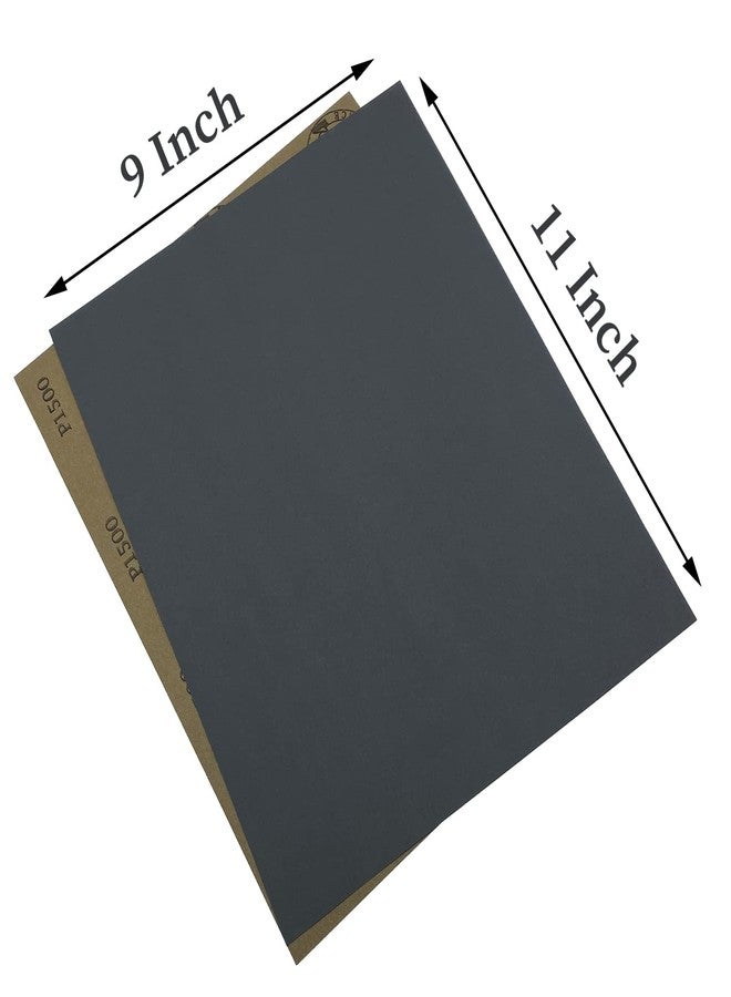 AutKerige 1500 Grit Wet Dry Sandpaper, 9 x 11 Inch Sanding Sheets, 15PCS Premium Silicon Carbide Sand Paper for Wood Metal Ceramic or Auto Polishing and Scratches Removing - Image 2