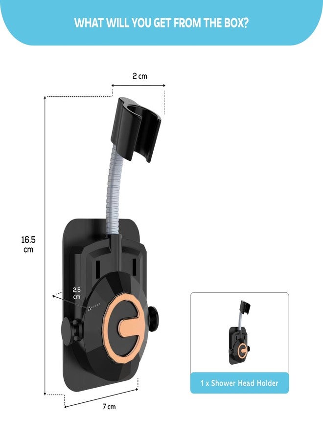 MIORAH Hand Shower Holder for Bathroom | Adjustable Shower Head Holder Wall Mount Bracket | Self-Adhesive Handheld Wall Hook for Health Faucet | No Drill Sawer for Washroom Black - Image 2